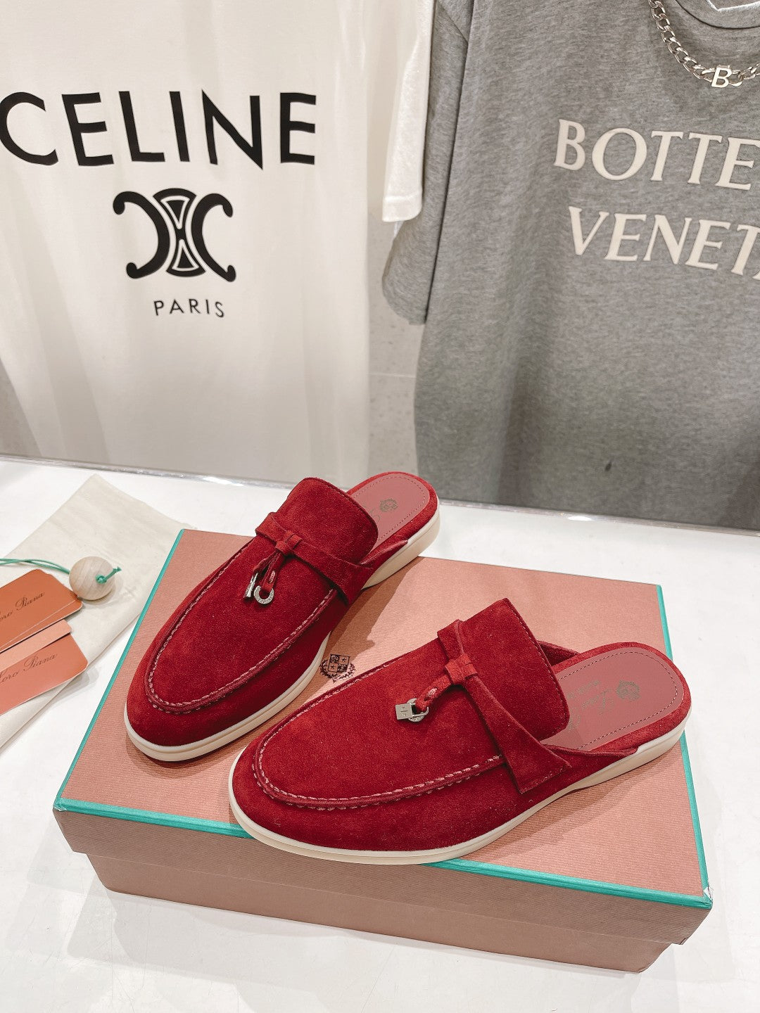 LP CHARMS WALK BABOUCHE LOAFERS CHERRY SUEDE