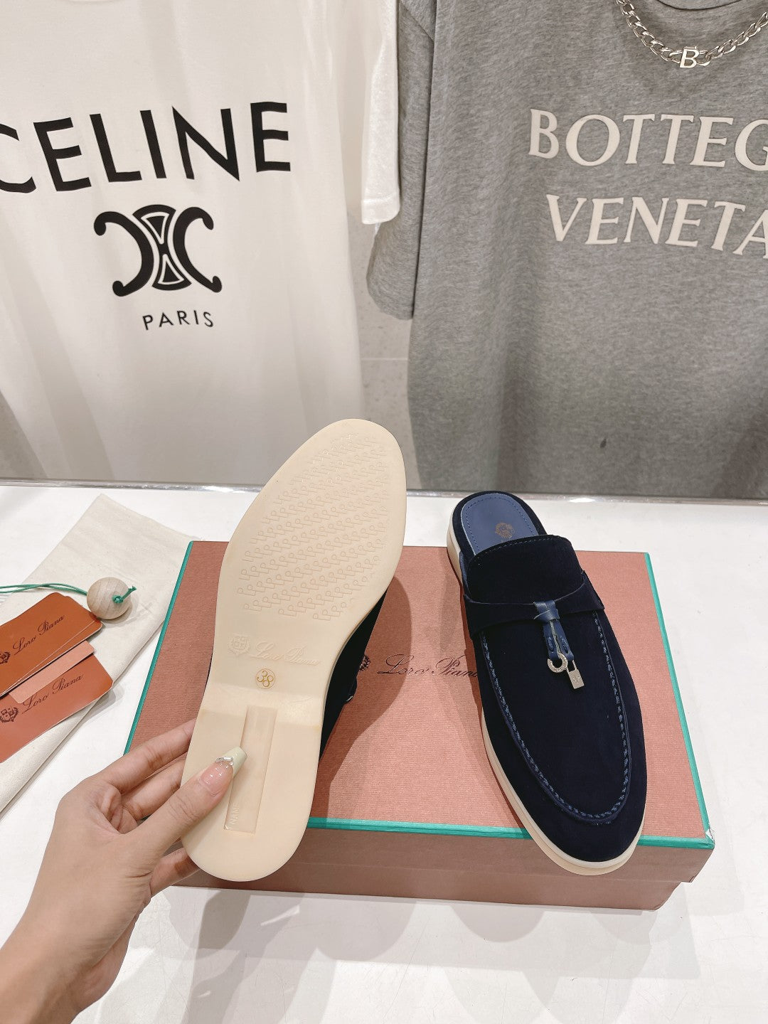 LP CHARMS WALK BABOUCHE LOAFERS DENIM SUEDE