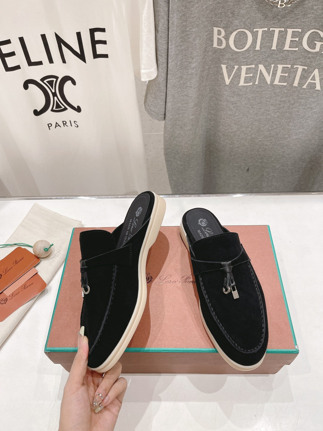 LP CHARMS WALK BABOUCHE LOAFERS BLACK SUEDE