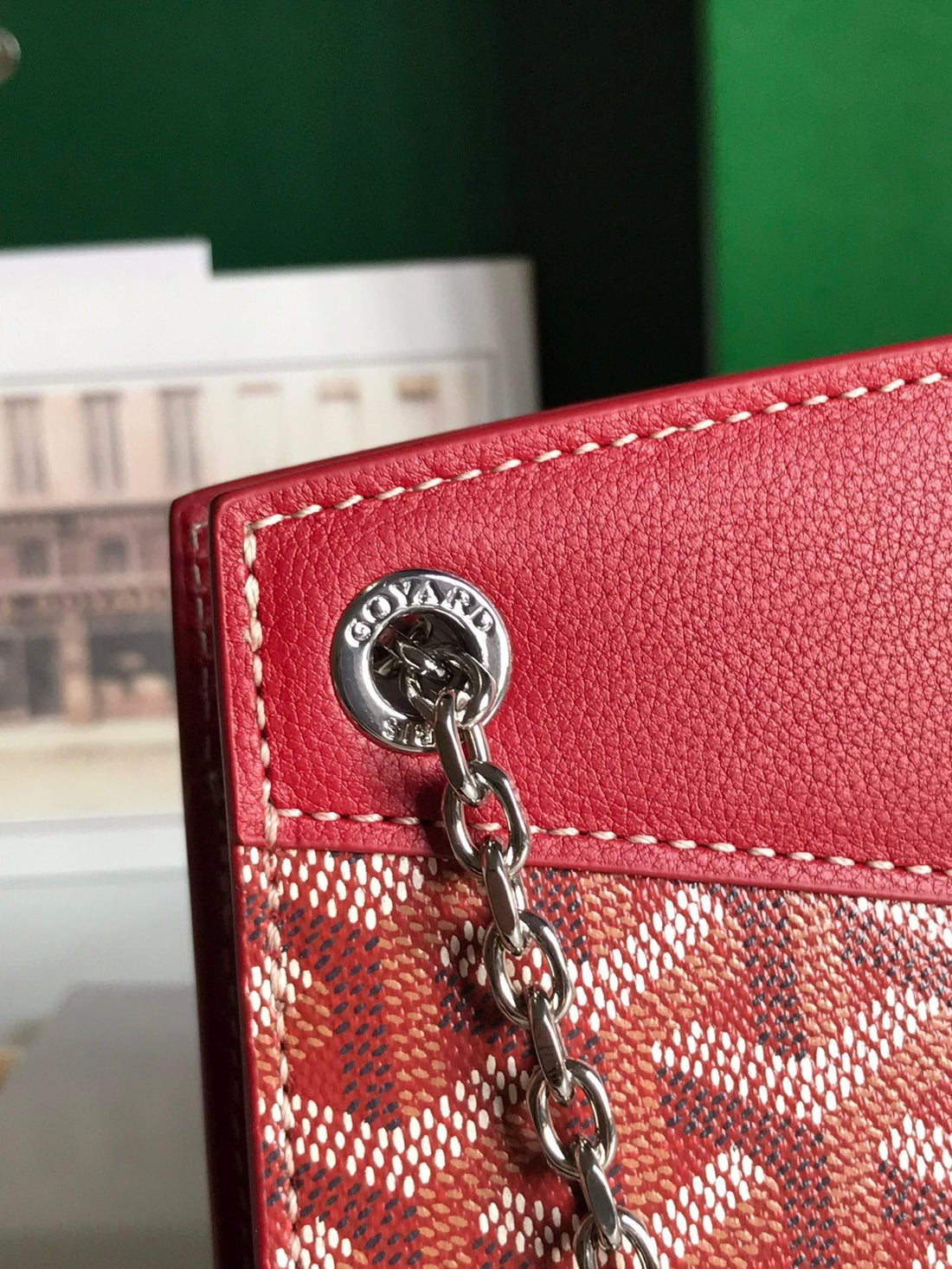 ROUETTE STRUCTURÃ‰ MINI BAG 21 IN CLASSIC RED GOYARDINE CANVAS AND CALFSKIN