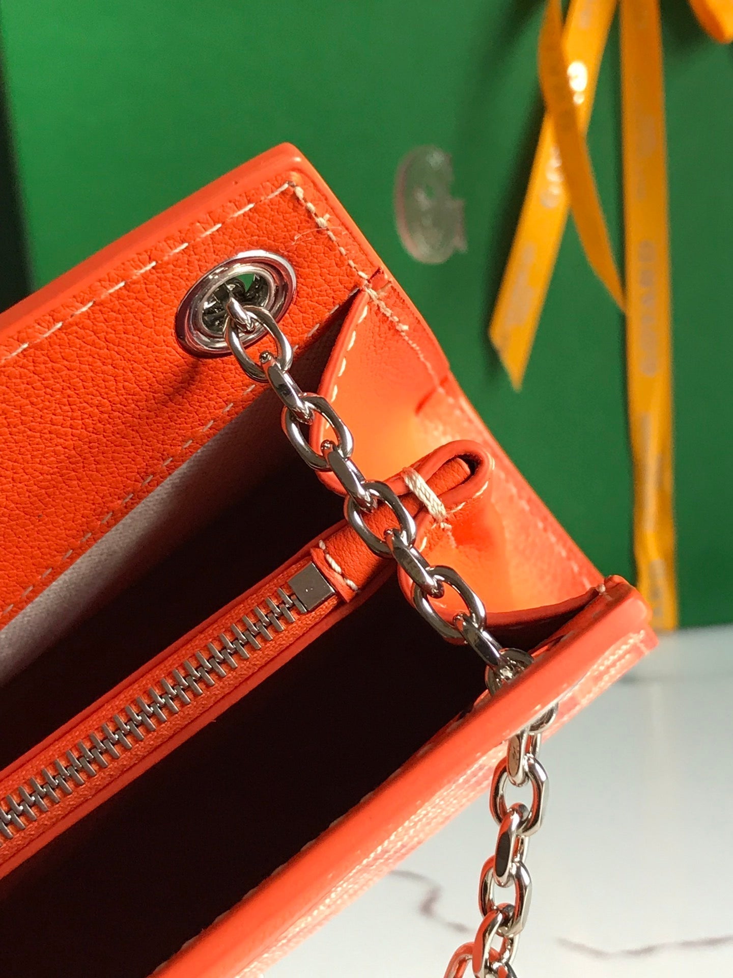 ROUETTE STRUCTURÃ‰ MINI BAG 21 IN ORANGE GOYARDINE CANVAS AND CALFSKIN