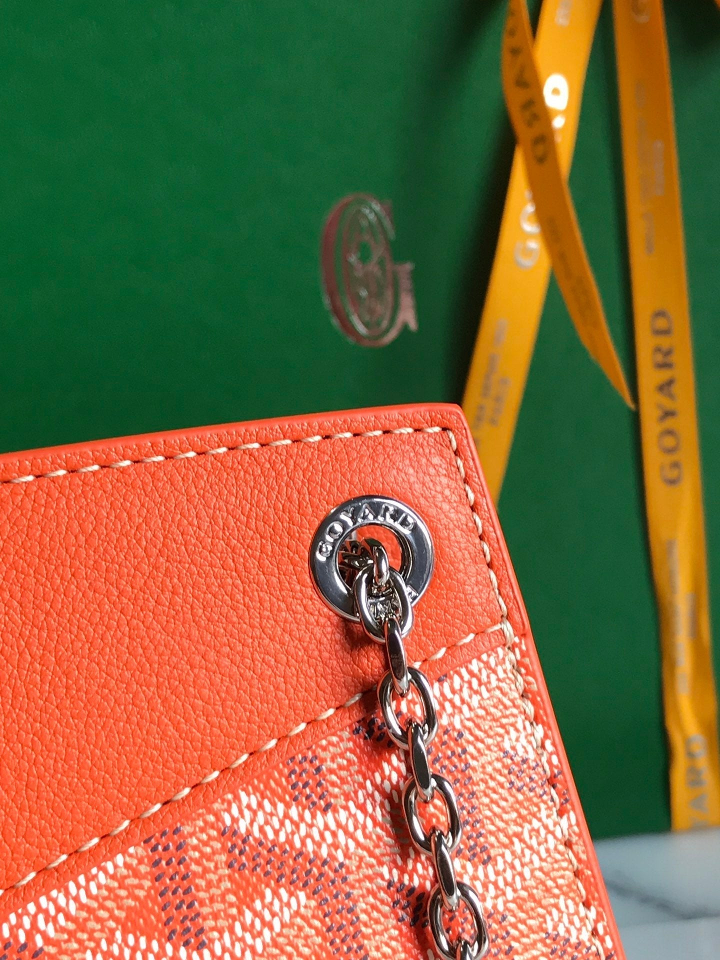 ROUETTE STRUCTURÃ‰ MINI BAG 21 IN ORANGE GOYARDINE CANVAS AND CALFSKIN