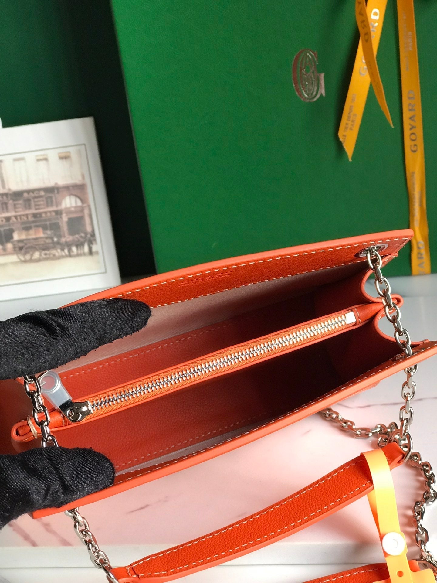 ROUETTE STRUCTURÃ‰ MINI BAG 21 IN ORANGE GOYARDINE CANVAS AND CALFSKIN