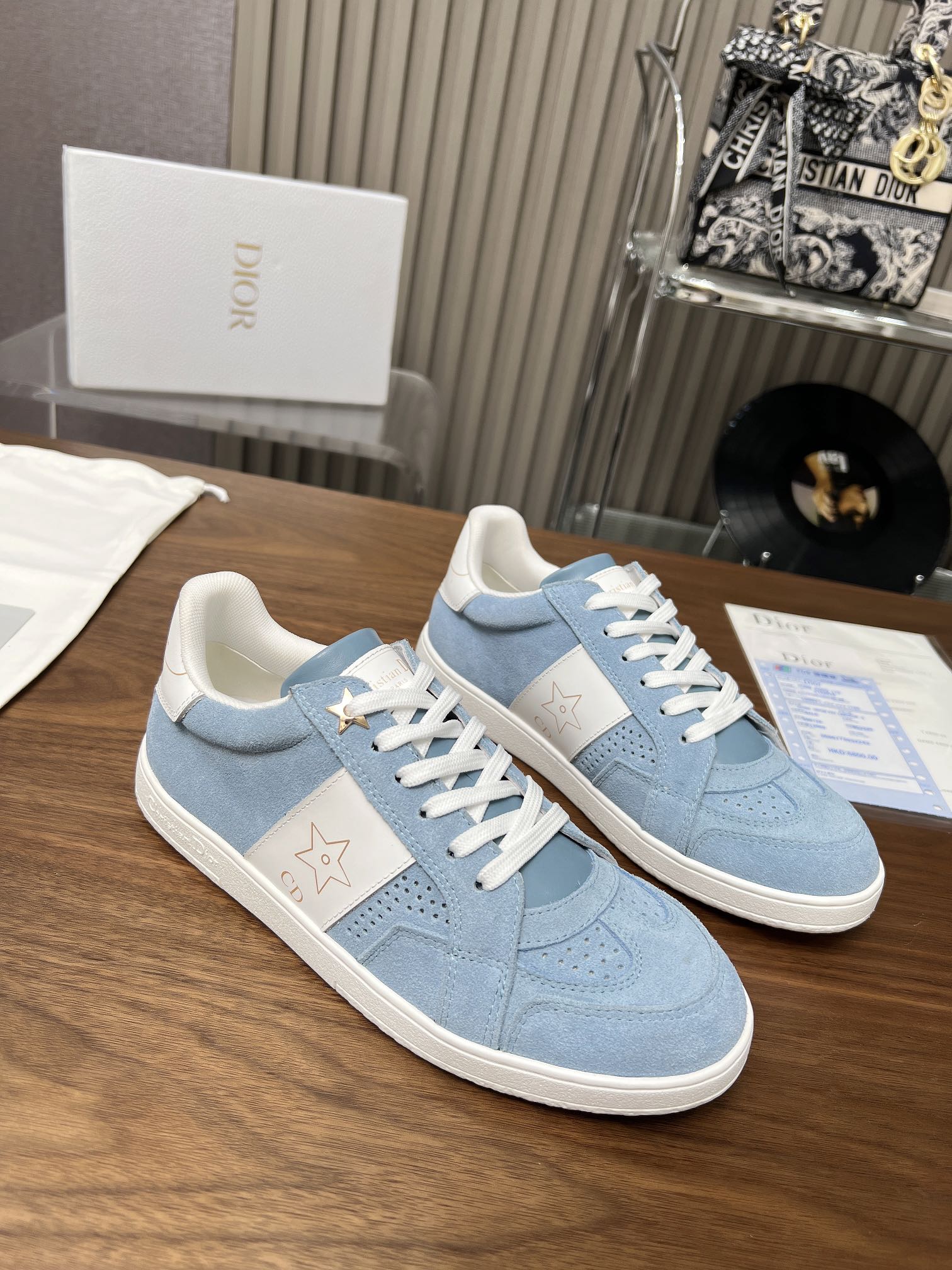 CD Star Sneaker Light Blue Suede And Calfskin