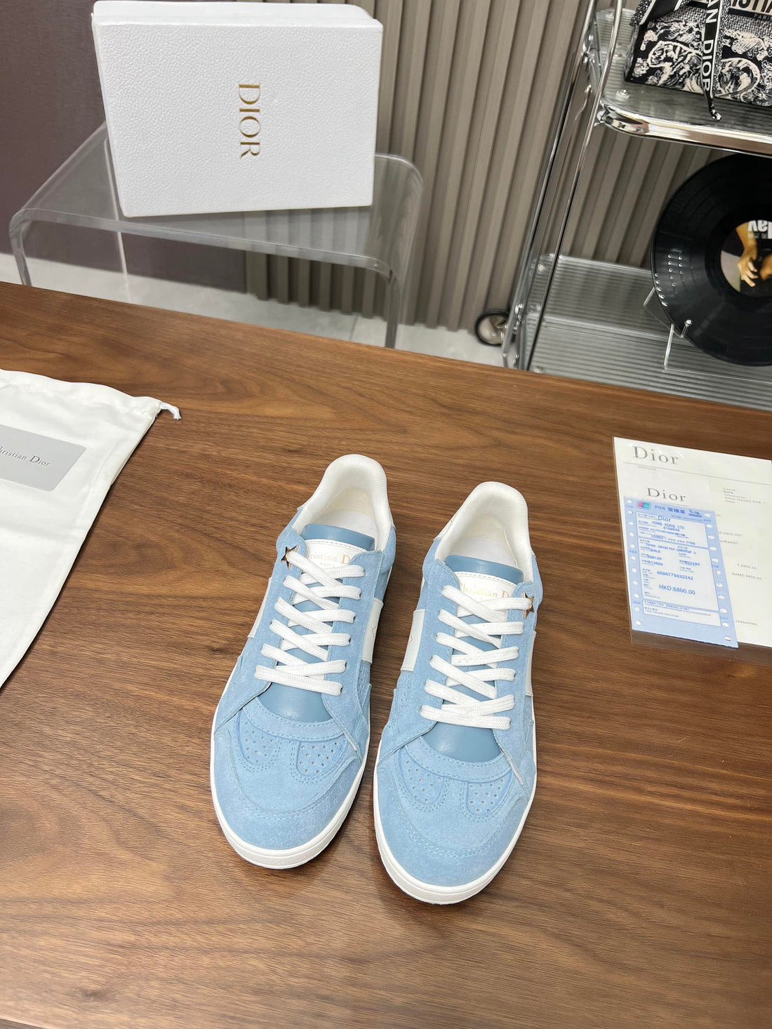 CD Star Sneaker Light Blue Suede And Calfskin