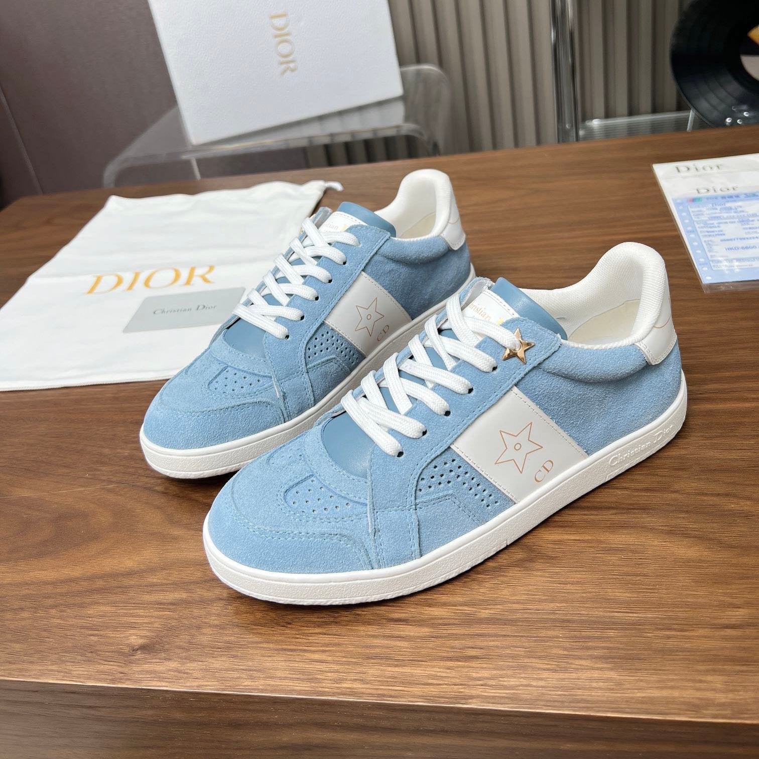 CD Star Sneaker Light Blue Suede And Calfskin