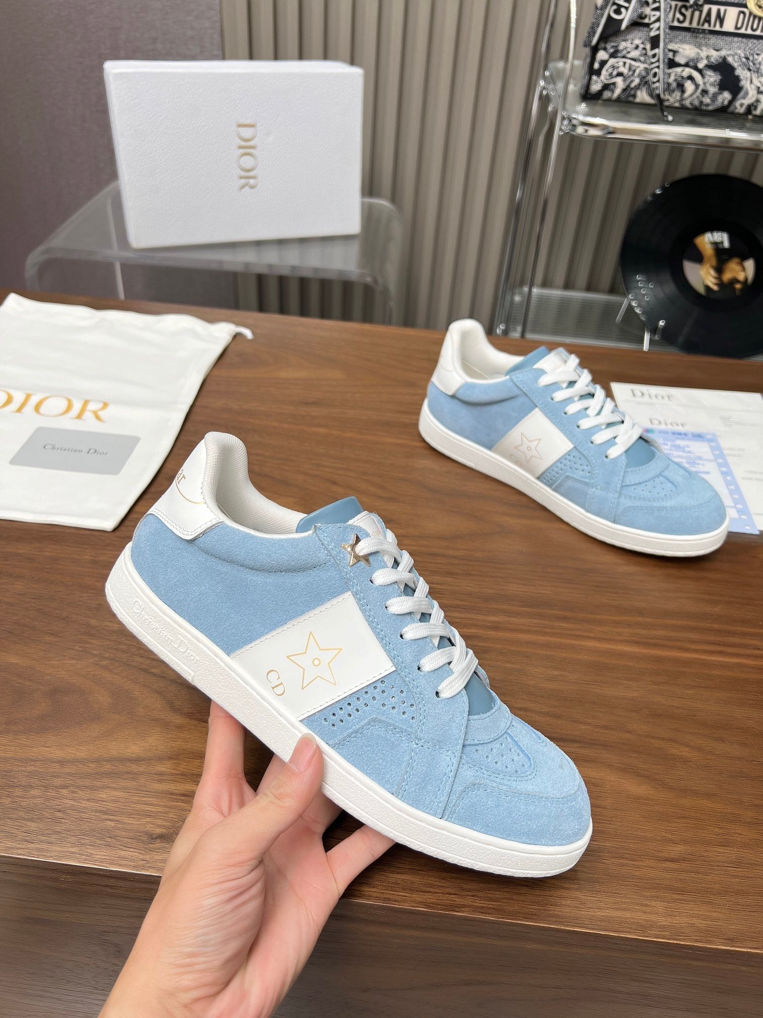 CD Star Sneaker Light Blue Suede And Calfskin