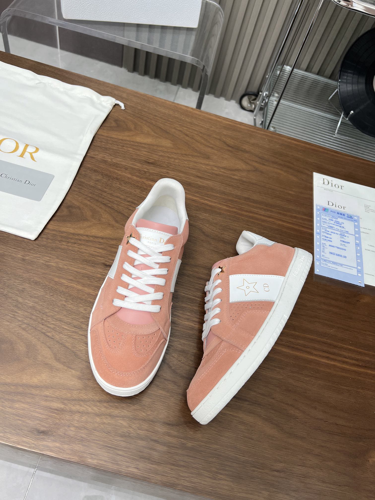 CD Star Sneaker Pink Orange Suede And Calfskin