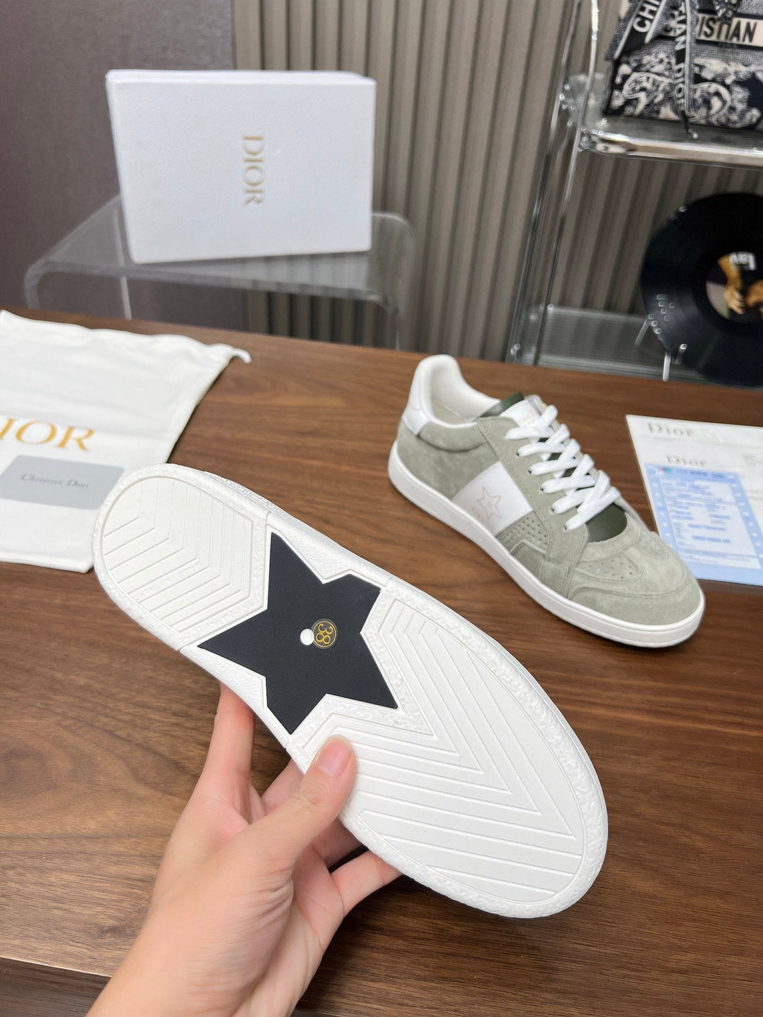 CD Star Sneaker Grey Green Suede And Calfskin