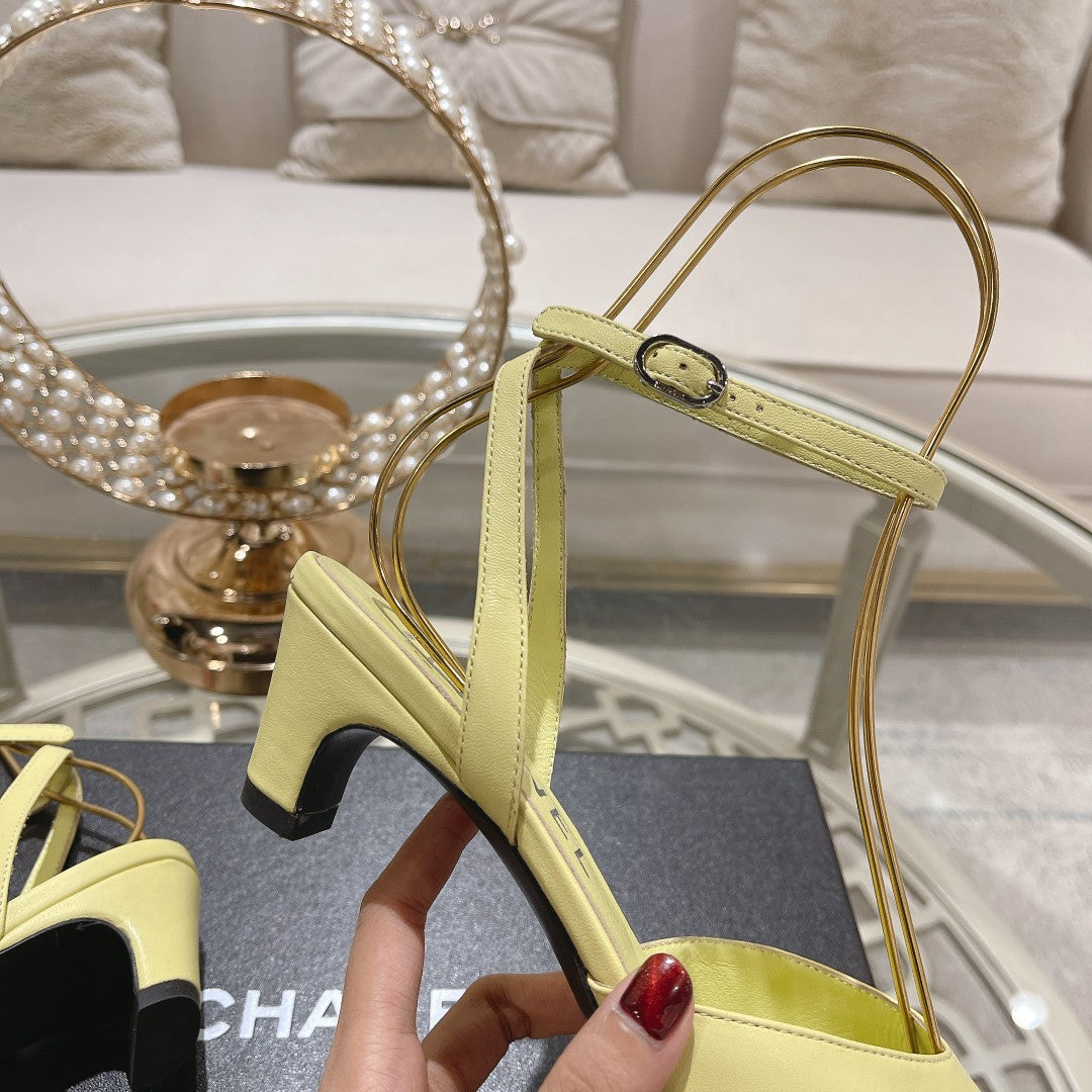 high slingbacks lime lambskin grosgrain