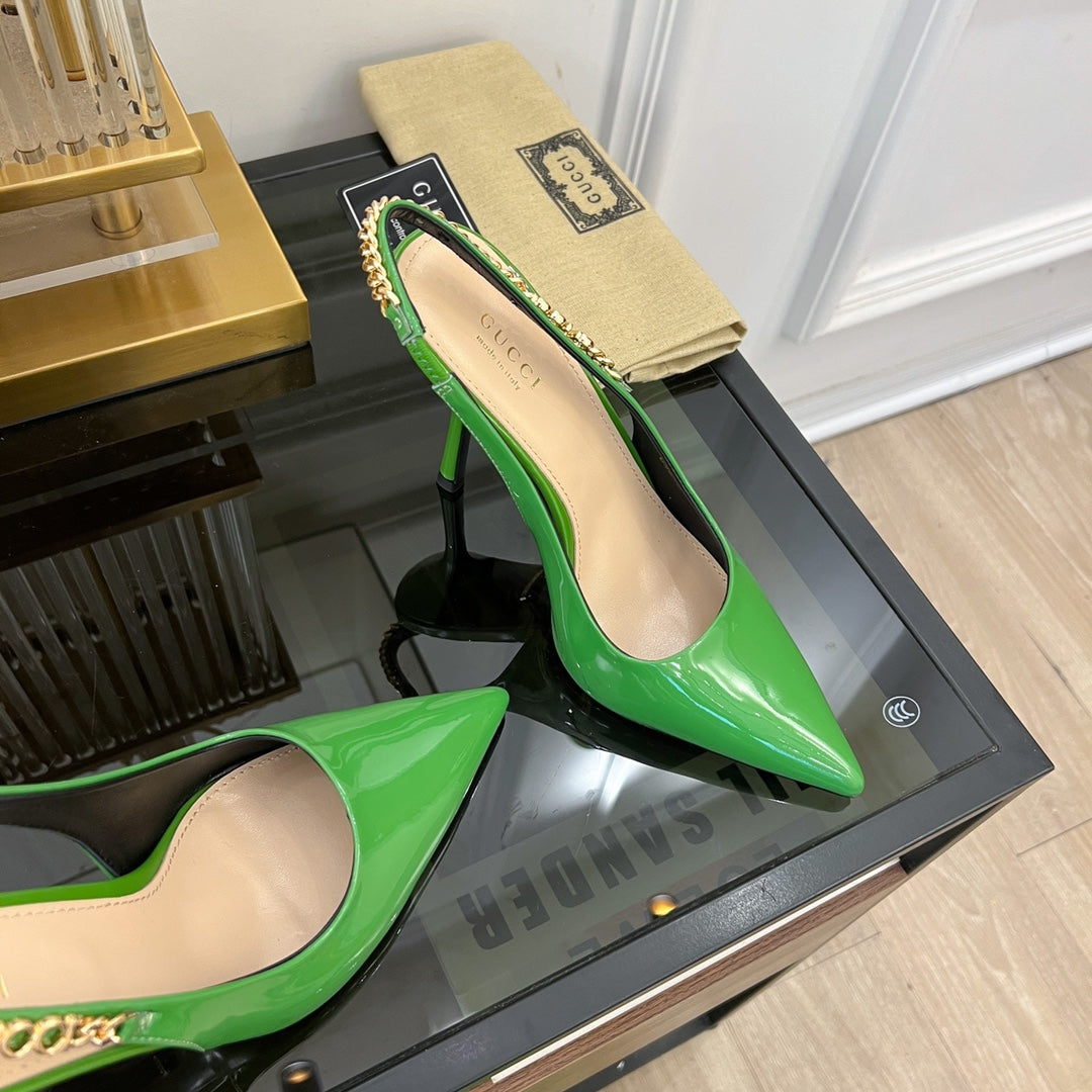 GG SIGNORIA SLINGBACK PUMP EMERALD LAMBSKIN