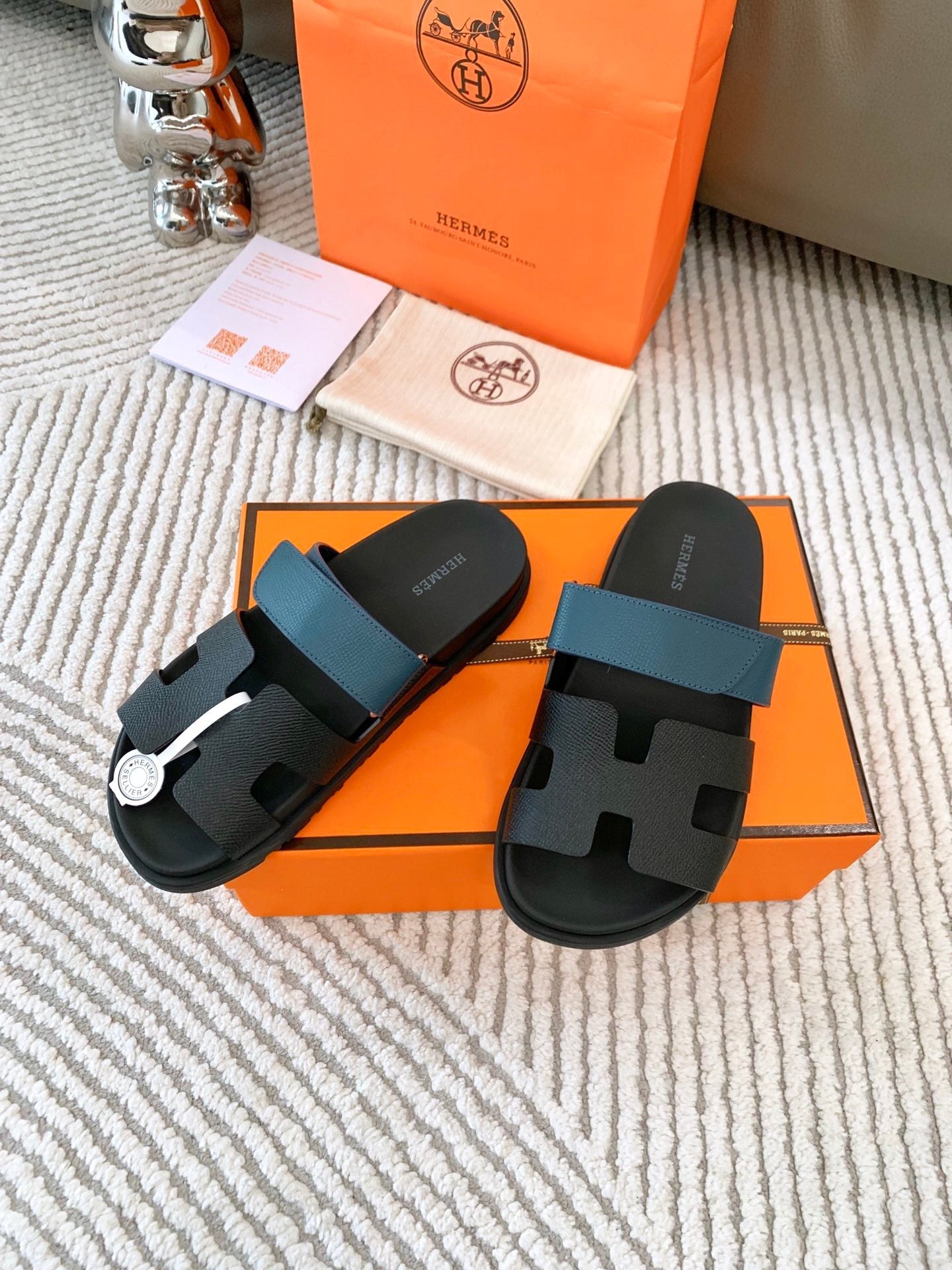 HM Chypre Sandal Black Mix Blue Navy Cowhide  963517