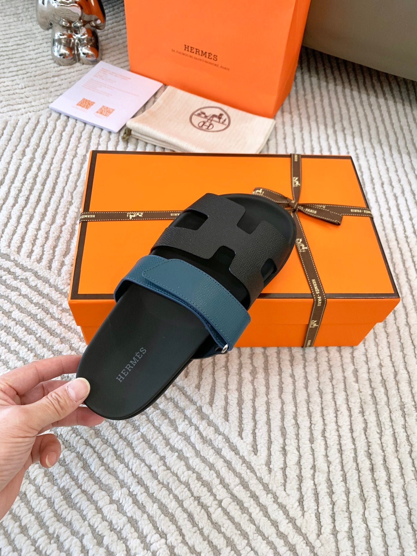 HM Chypre Sandal Black Mix Blue Navy Cowhide  963517