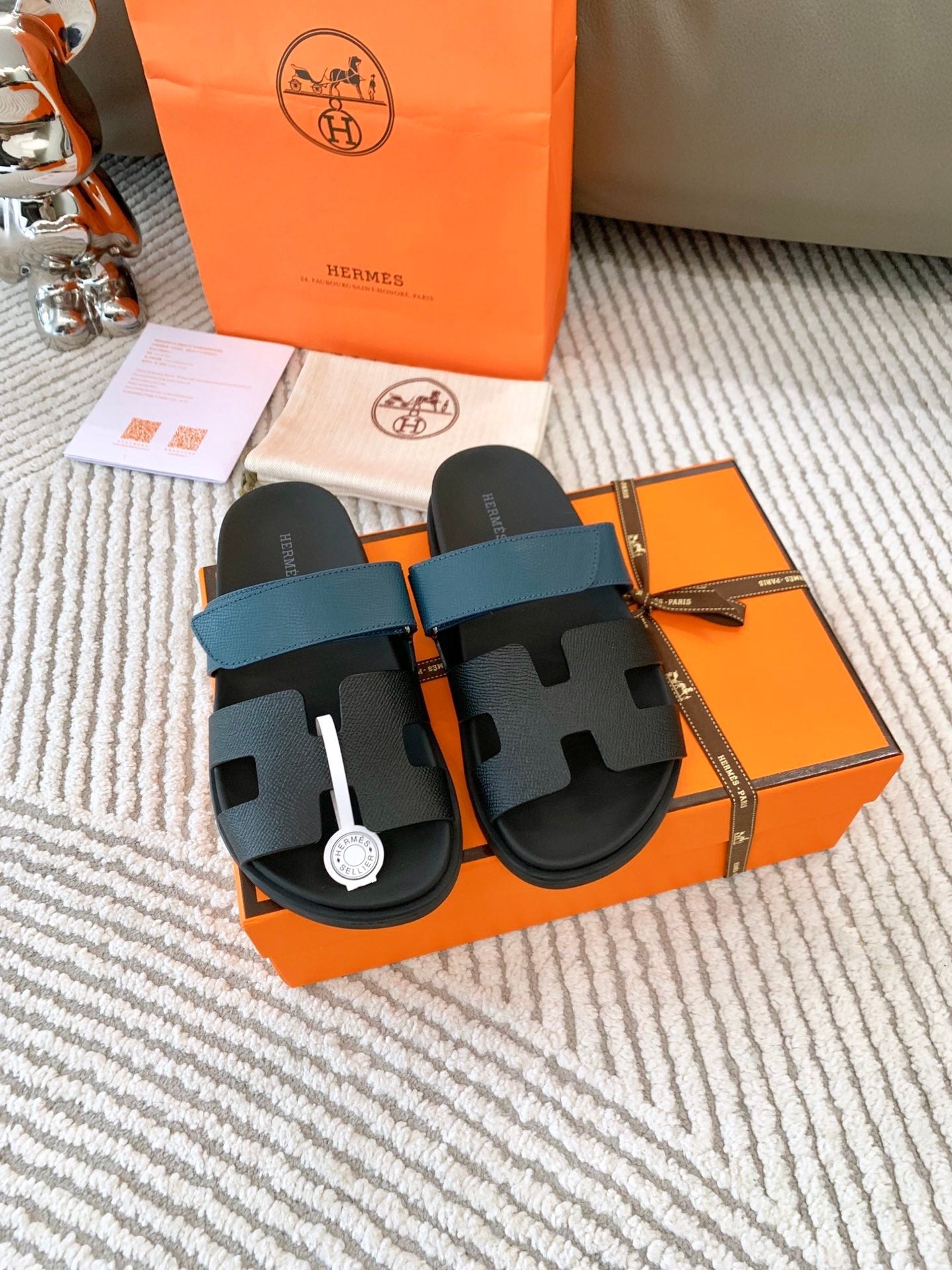 HM Chypre Sandal Black Mix Blue Navy Cowhide  963517