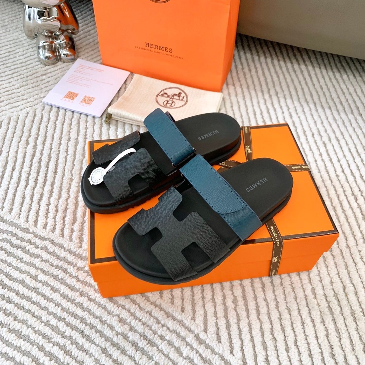 HM Chypre Sandal Black Mix Blue Navy Cowhide  963517