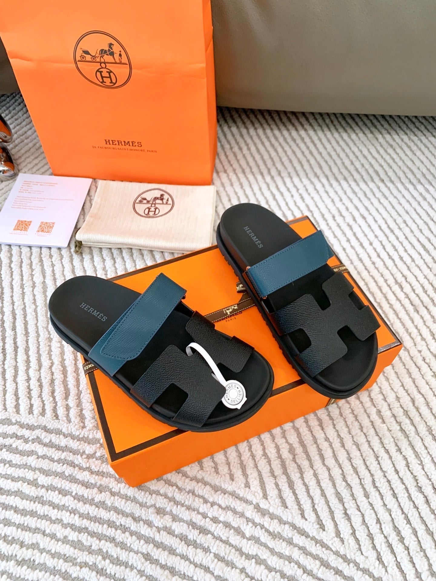 HM Chypre Sandal Black Mix Blue Navy Cowhide  963517