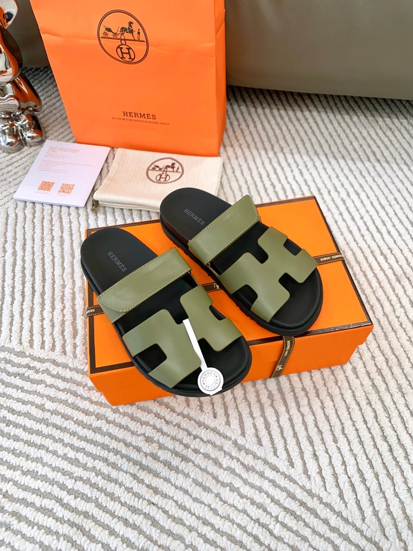 HM Chypre Sandal Khaki Green Mix Black Leather 963528