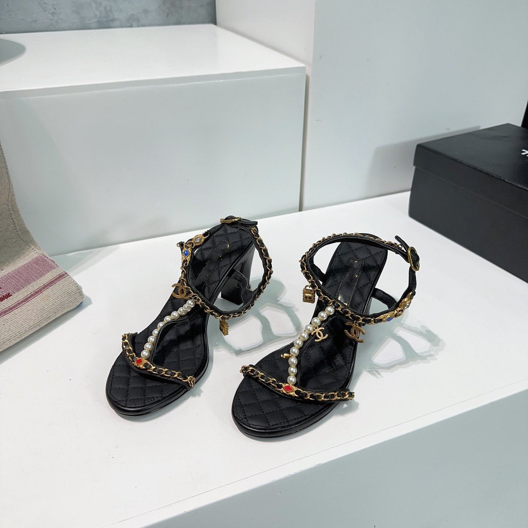 high heel sandal 85 black quilted calfskin mop