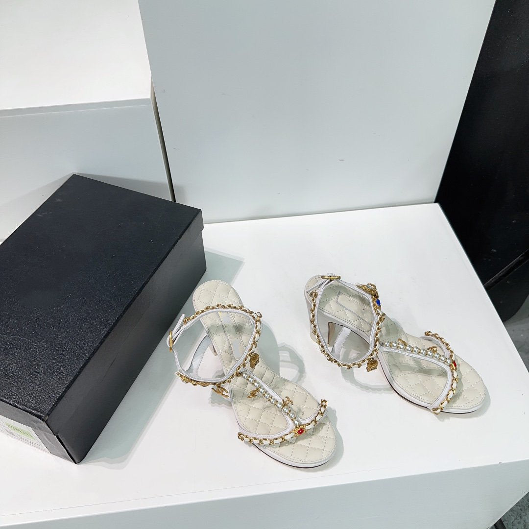 high heel sandal 85 white quilted calfskin mop