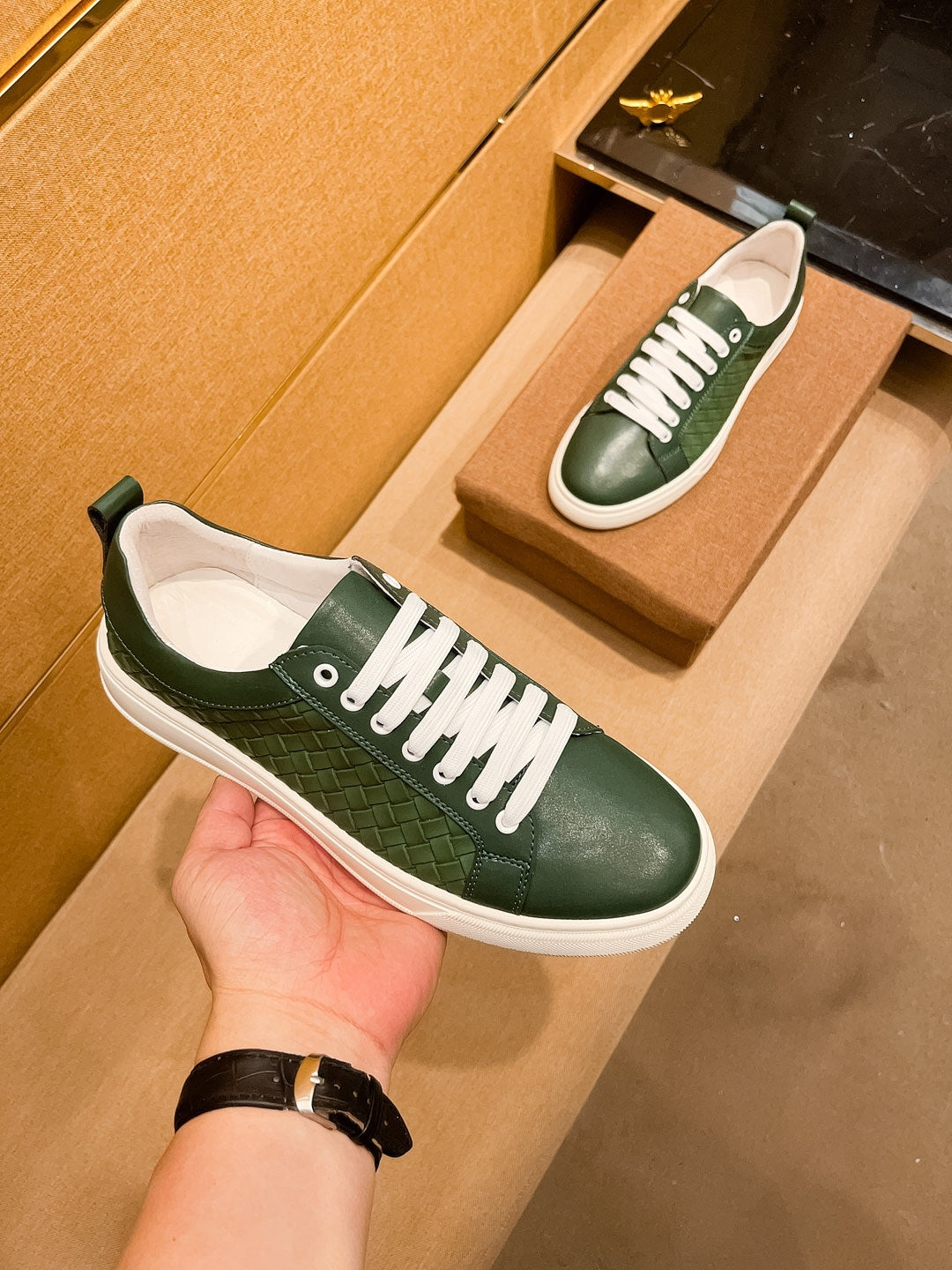 GG Men's Sneaker Green Cowhide 729093