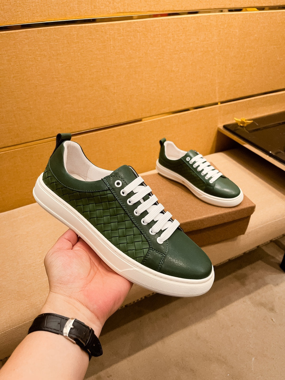 GG Men's Sneaker Green Cowhide 729093