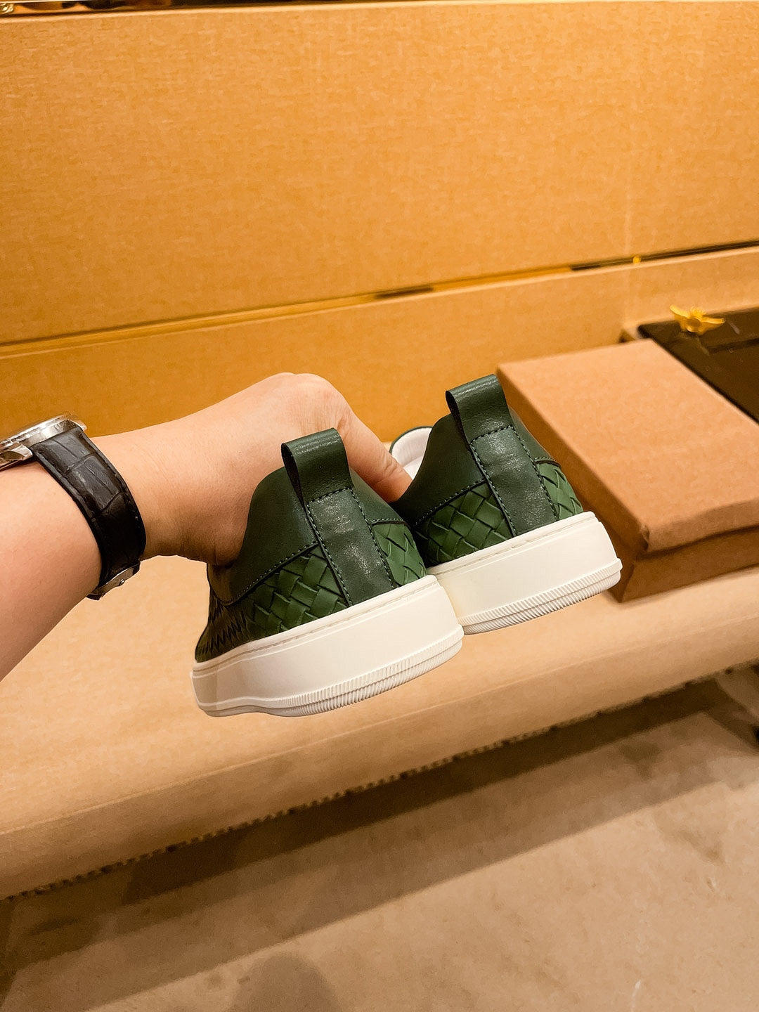 GG Men's Sneaker Green Cowhide 729093