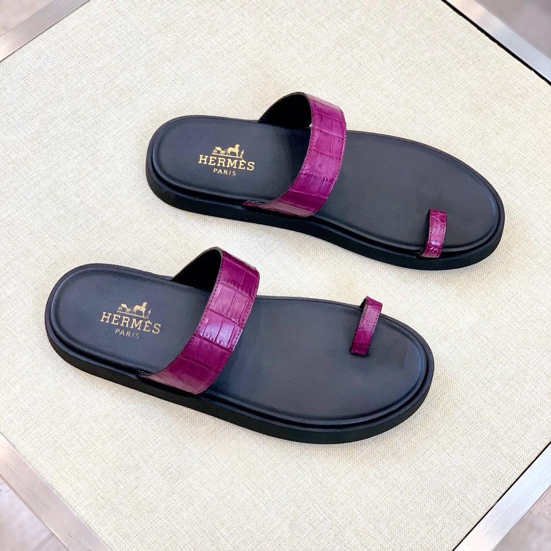 HM Men's Open-toe Sandals Pink Rubber Sheepskin 561661