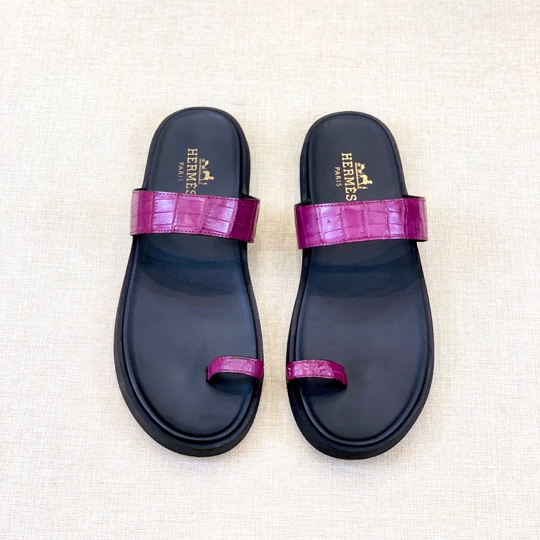 HM Men's Open-toe Sandals Pink Rubber Sheepskin 561661