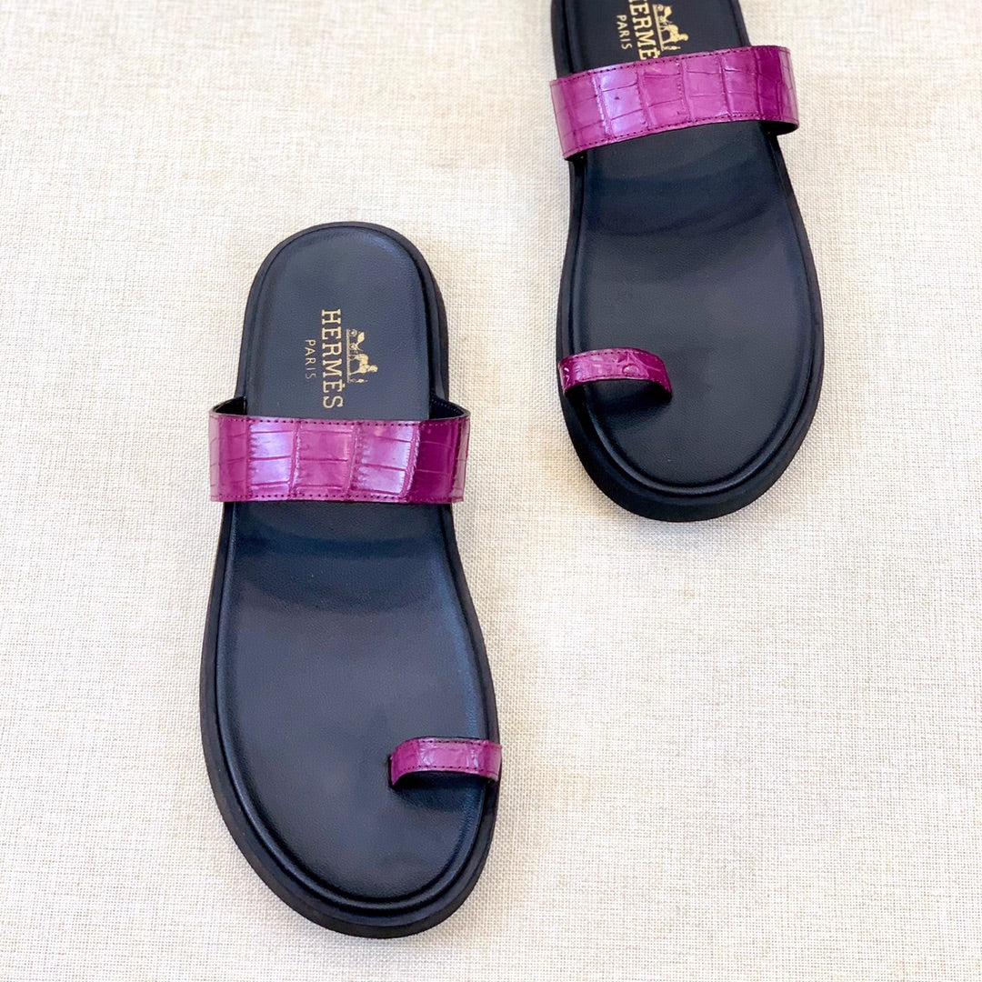 HM Men's Open-toe Sandals Pink Rubber Sheepskin 561661