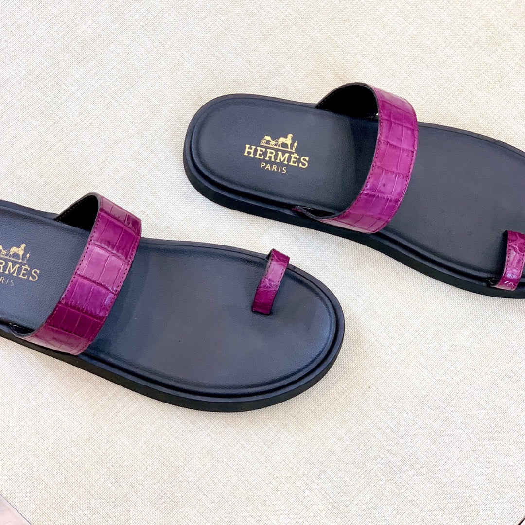 HM Men's Open-toe Sandals Pink Rubber Sheepskin 561661