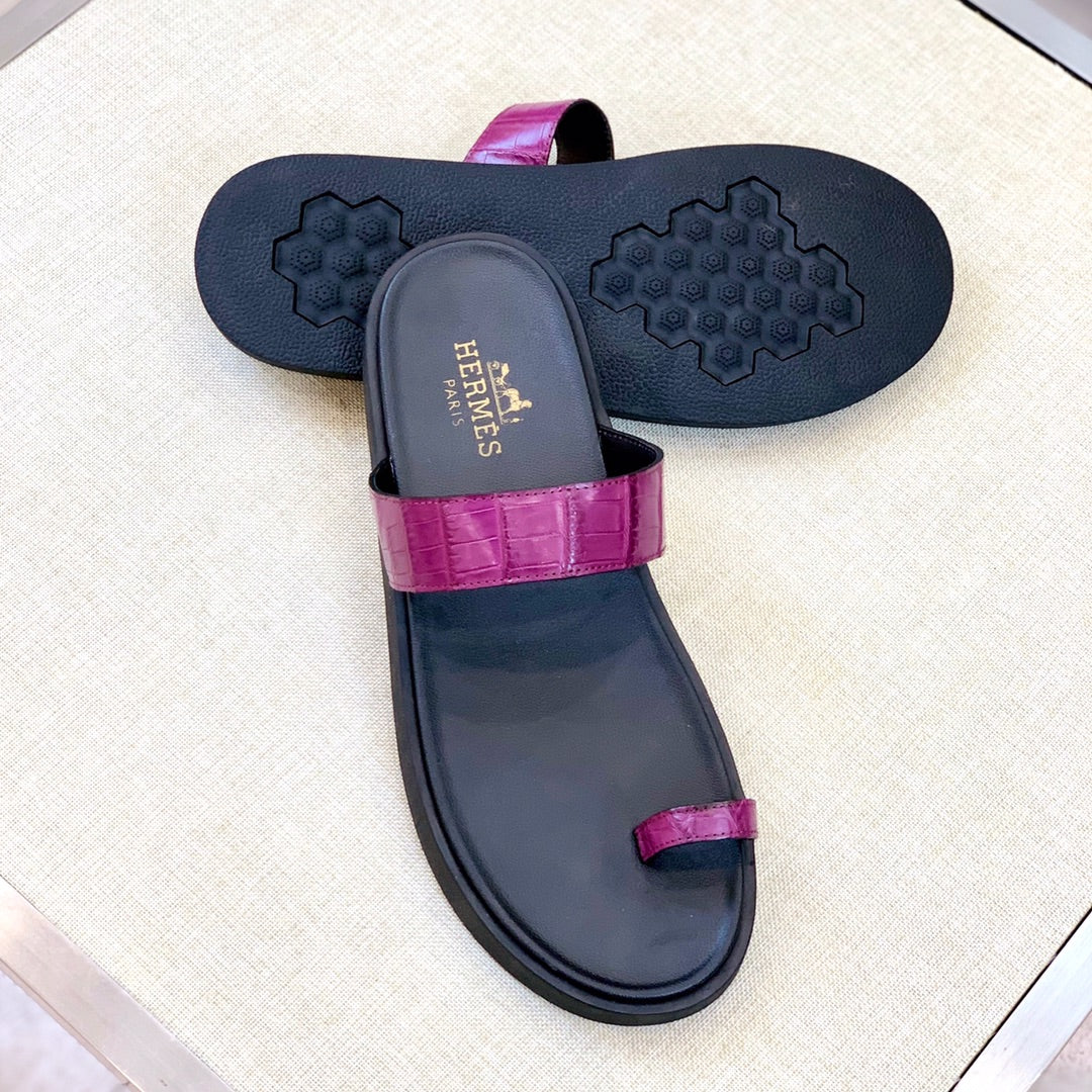 HM Men's Open-toe Sandals Pink Rubber Sheepskin 561661