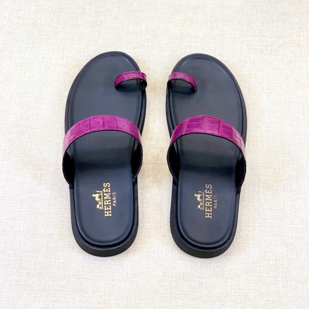 HM Men's Open-toe Sandals Pink Rubber Sheepskin 561661