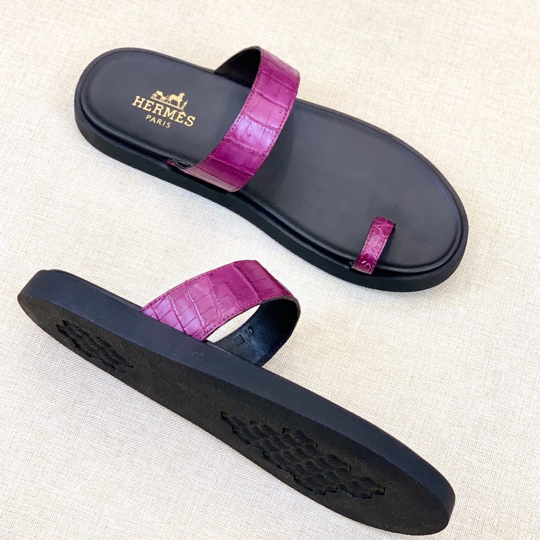 HM Men's Open-toe Sandals Pink Rubber Sheepskin 561661