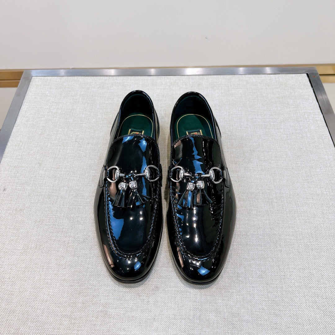 GG Men's Tassel Loafer Black Patent Leather 361345