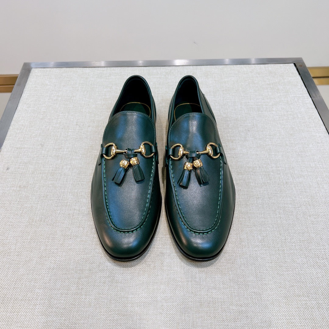 GG Men's Tassel Loafer Green Calfskin 361358