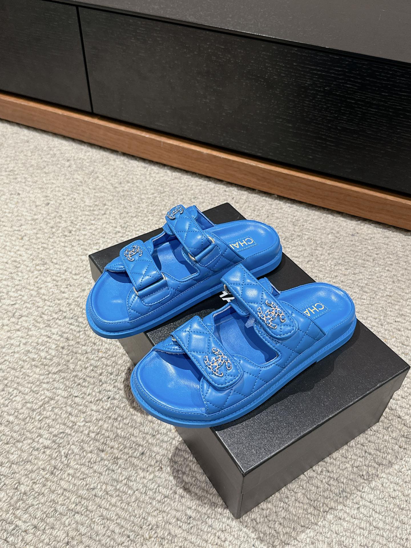 cc dad sandal mule azure blue calfksin