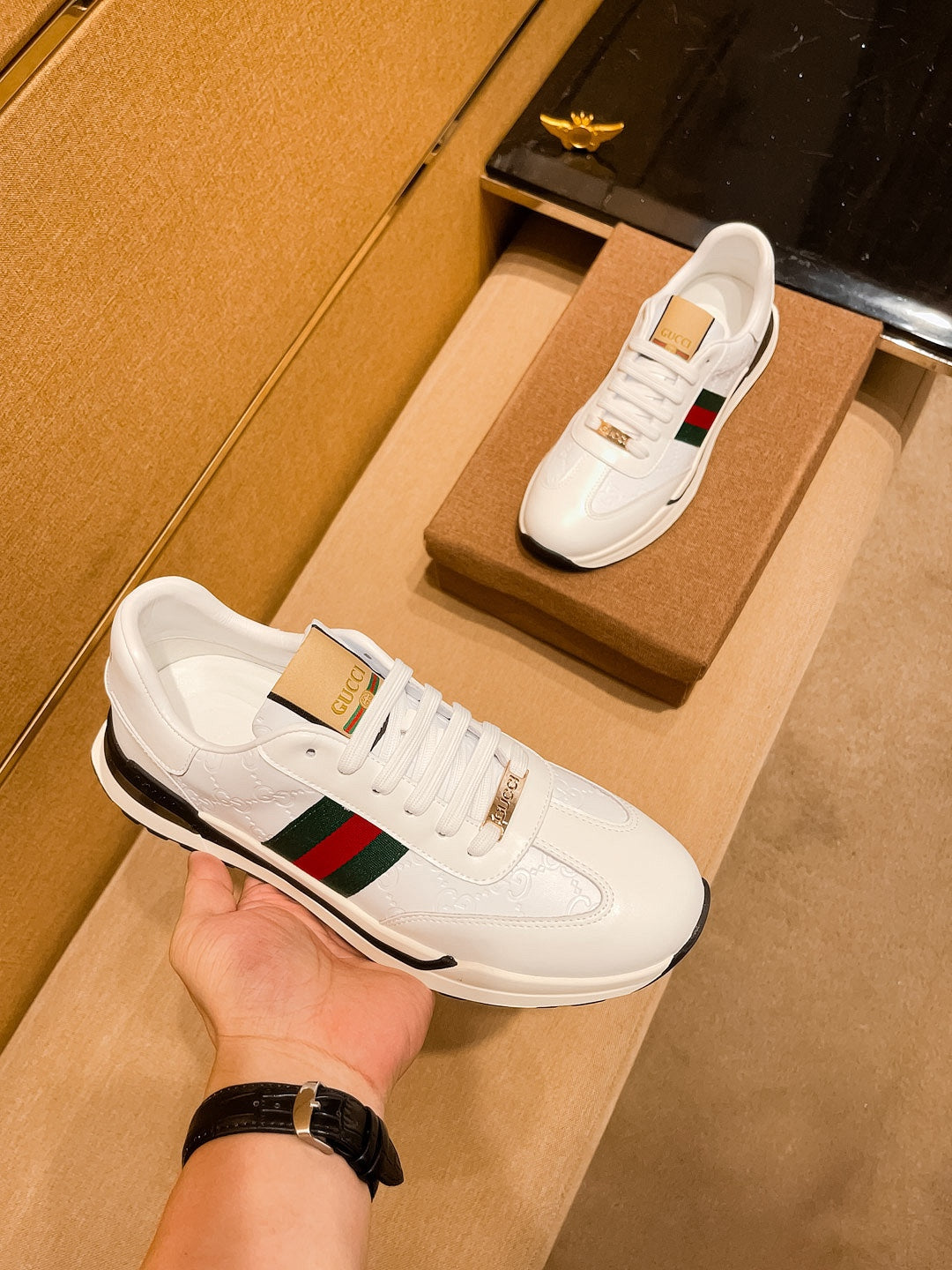 GG Men's ACE Sneaker White Cowhide 108037