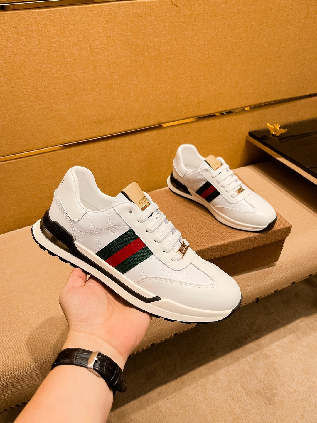 GG Men's ACE Sneaker White Cowhide 108037