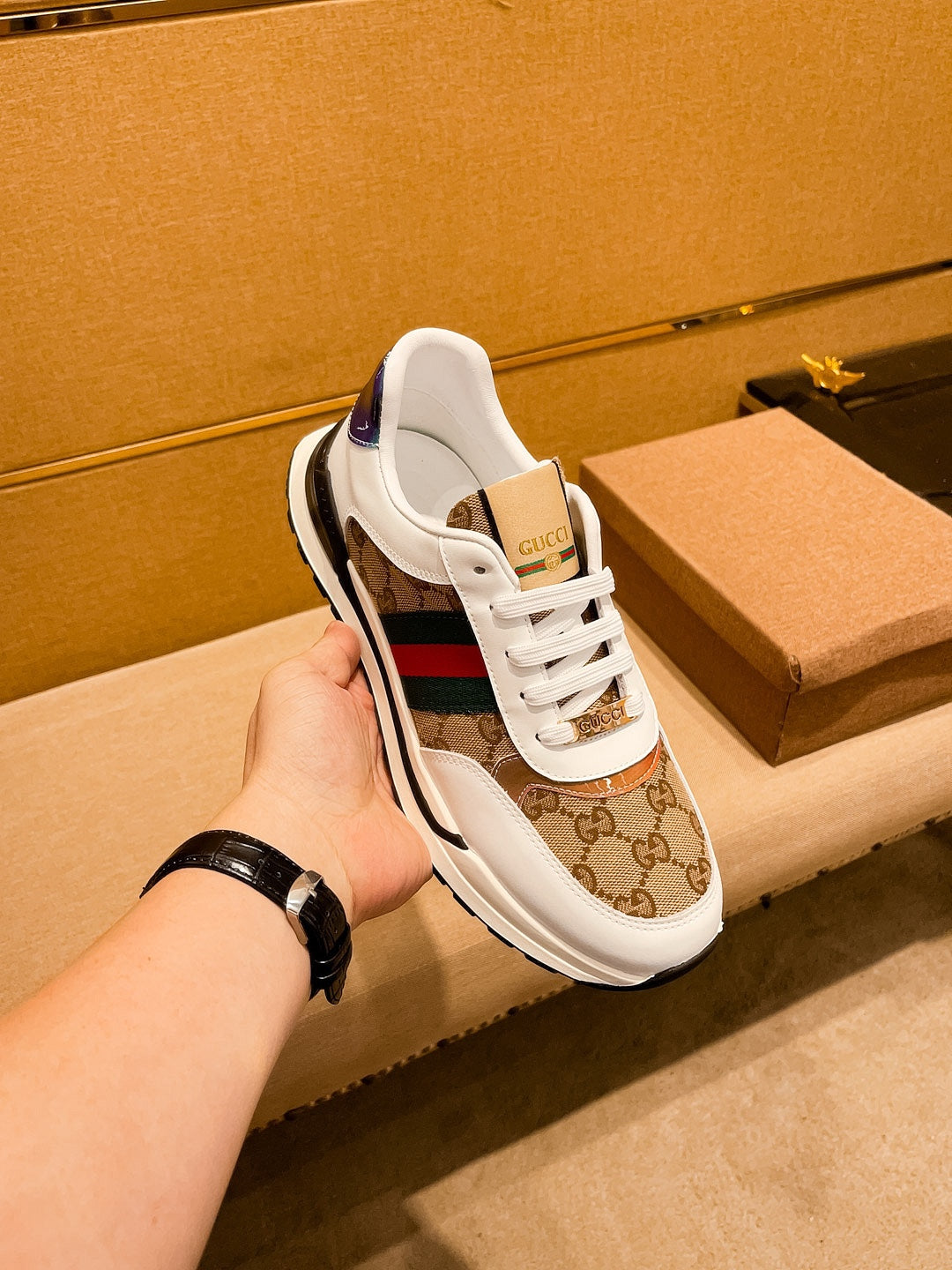 GG Men's ACE Sneaker Brown Cowhide Canvas 108049