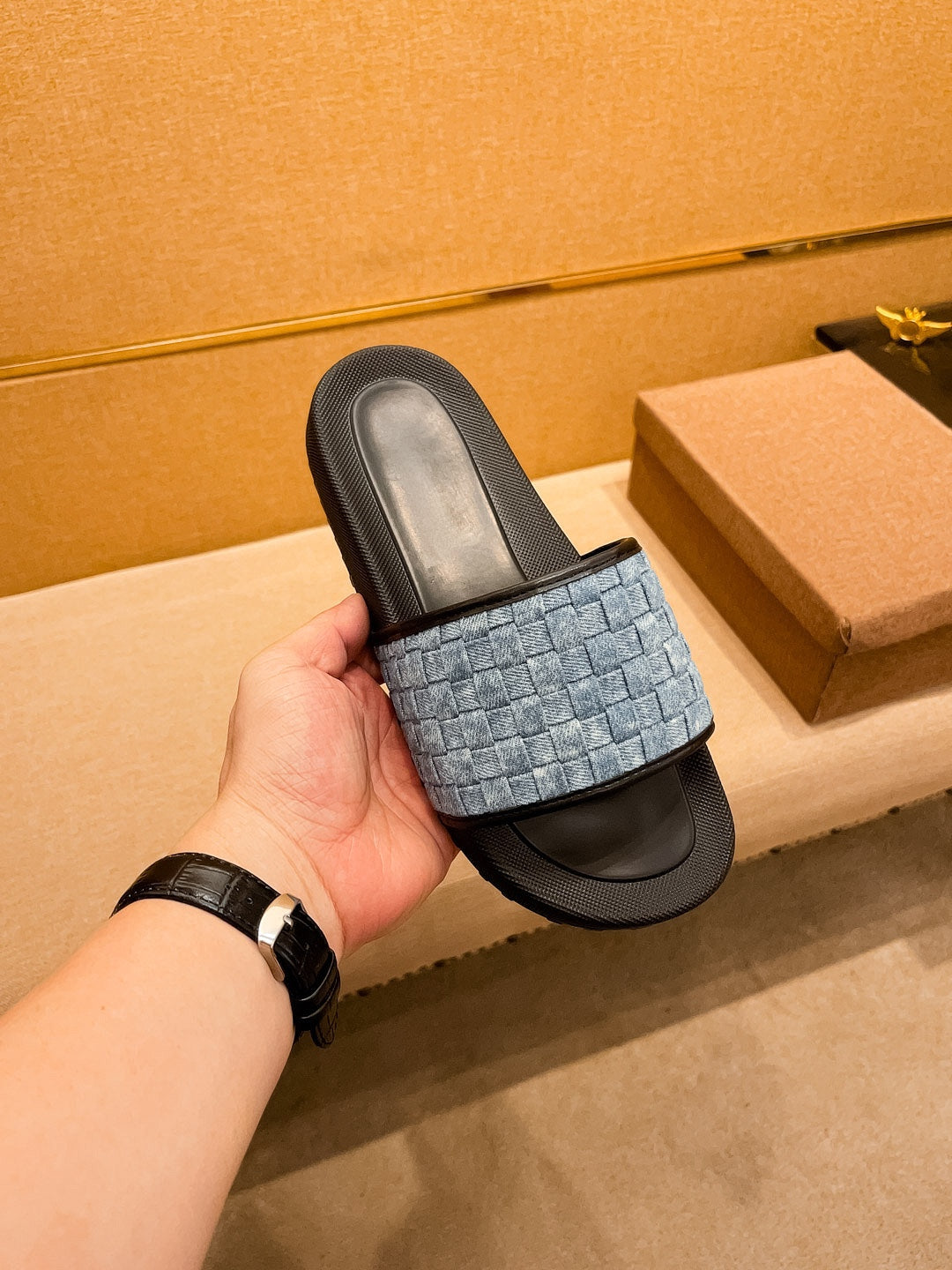 GG Men's Slide Blue Cowhide 111921