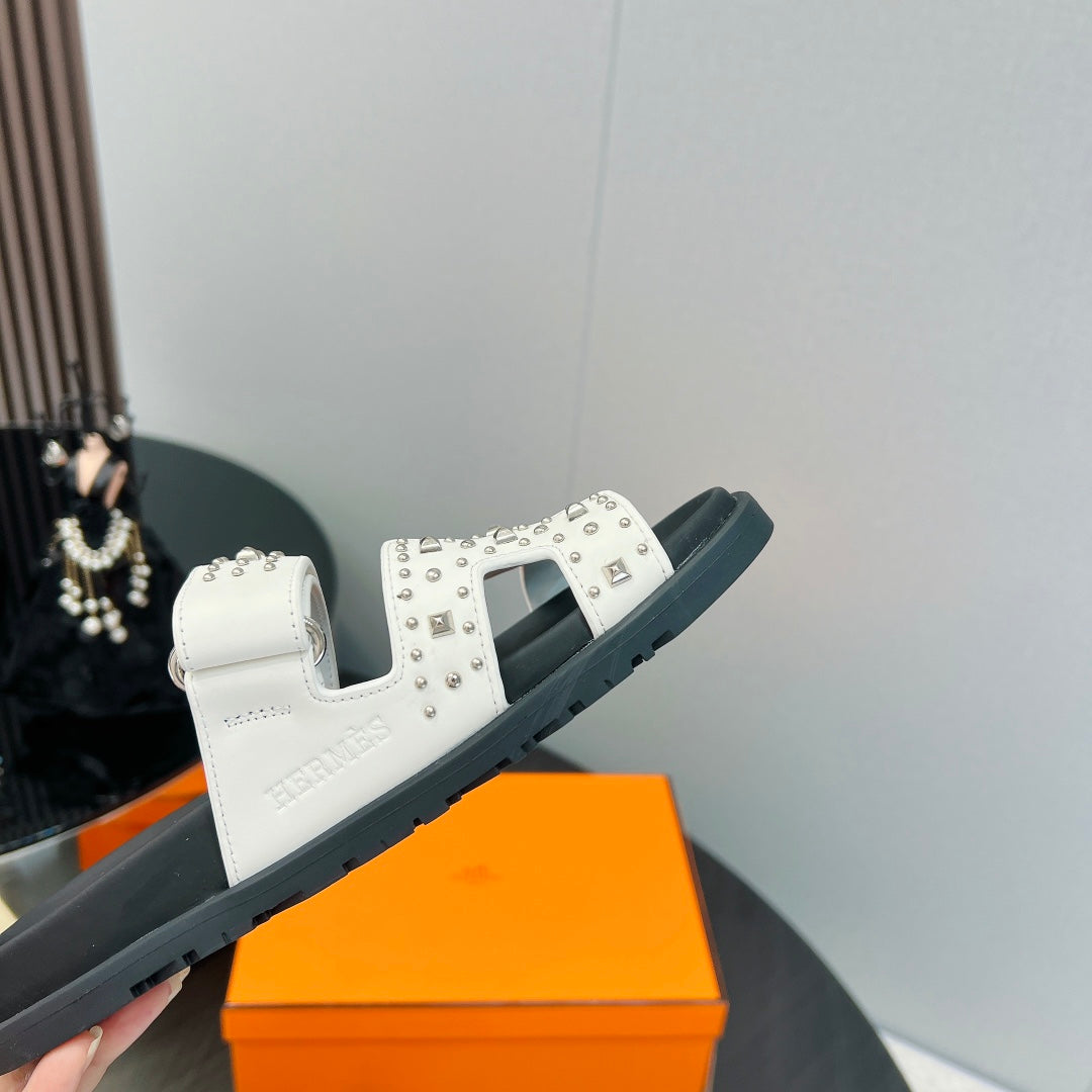 CHYPRE SANDAL WHITE MIX BLACK CALFSKIN SPECIAL