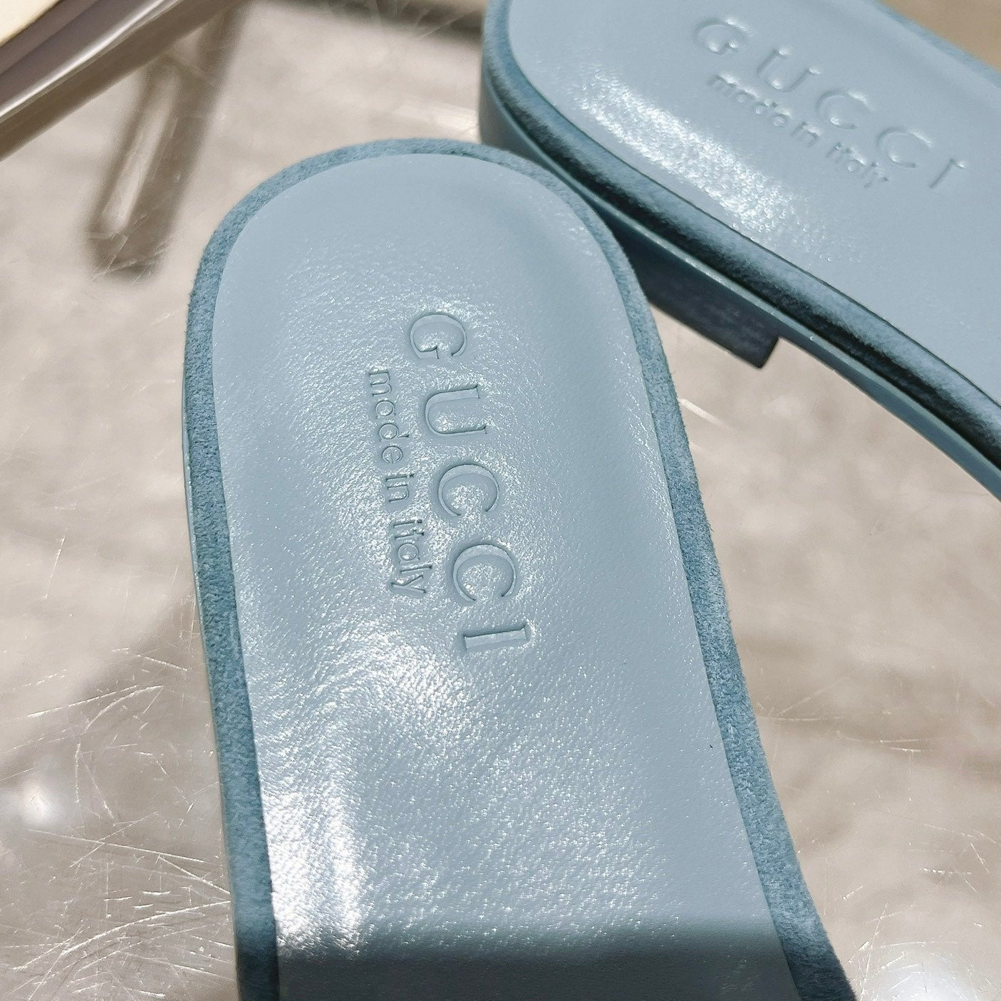 GG  Interlocking double G hollow slippers Orchid Purple Blue