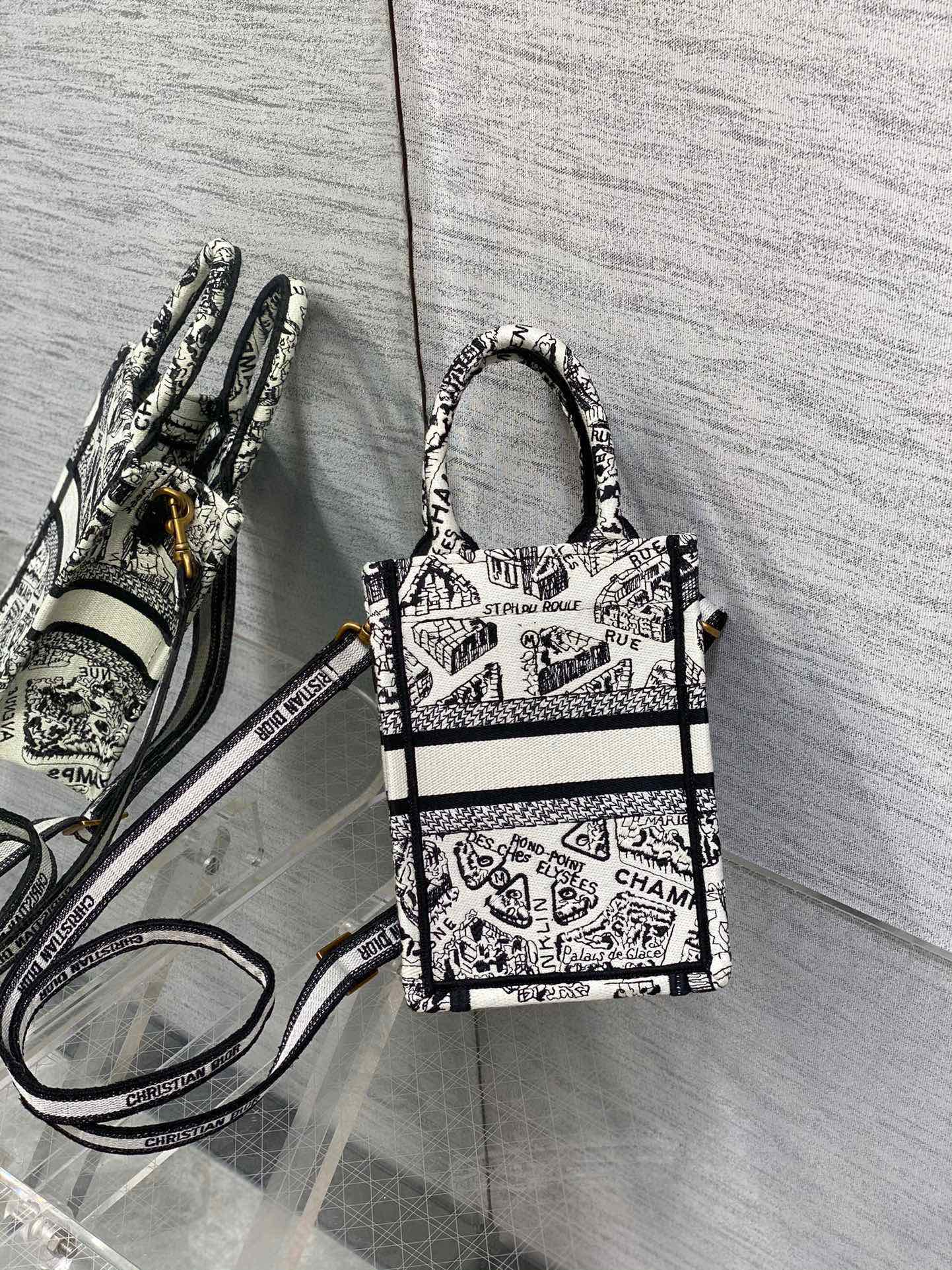 CD Mini Book Tote 13.5 cm Black Beige 336416
