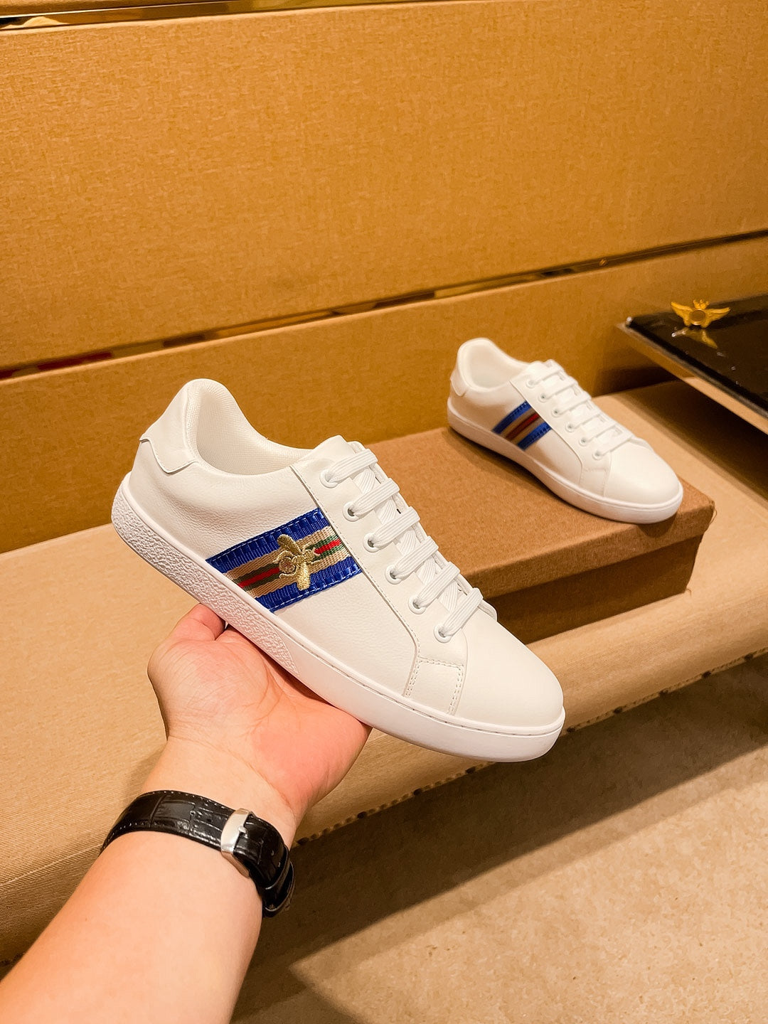 GG Men's Sneaker White Cowhide 238381