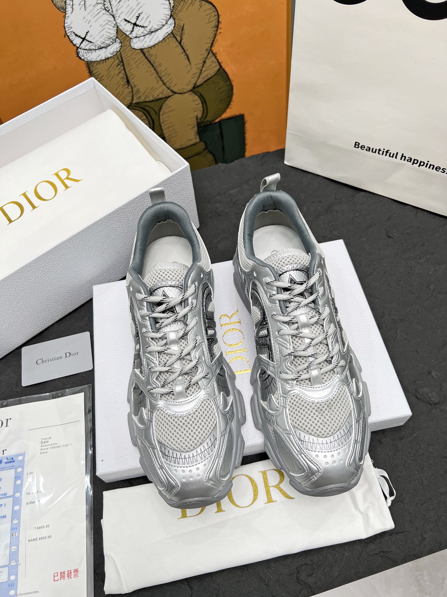 CD Chrono Sneaker Grey Mesh Fabric And Calfskin