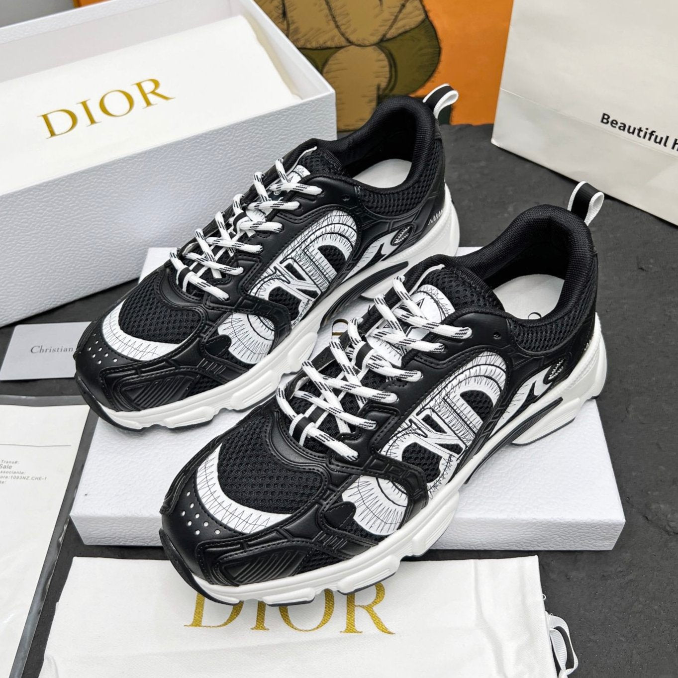 CD Chrono Sneaker Black Wool Lining Mesh Fabric And Calfskin