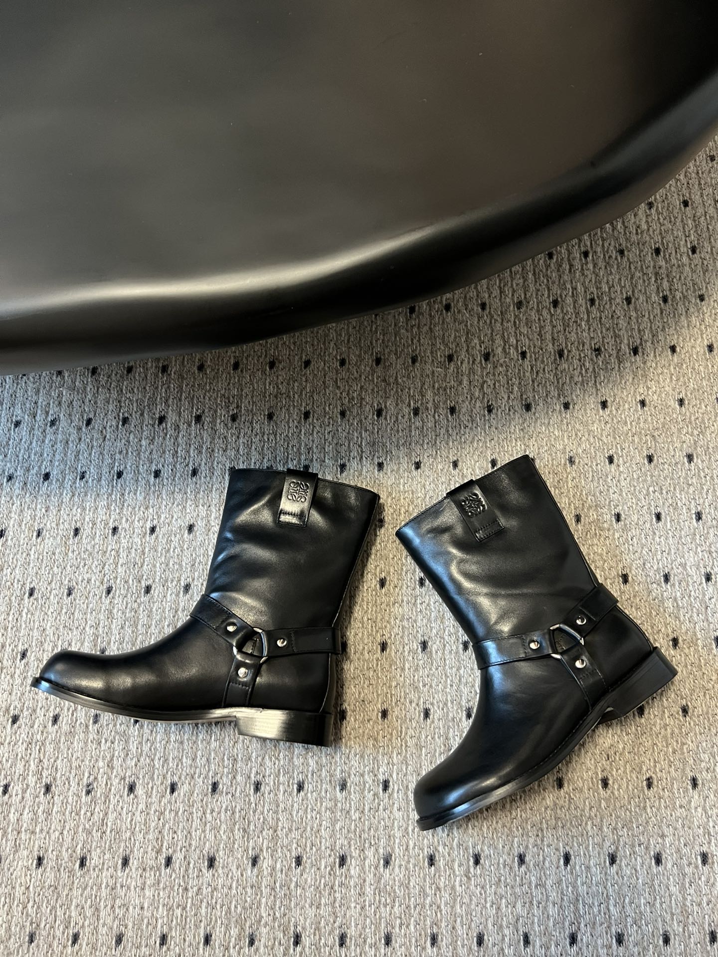 Loewe knight boots black sheepskin 478450