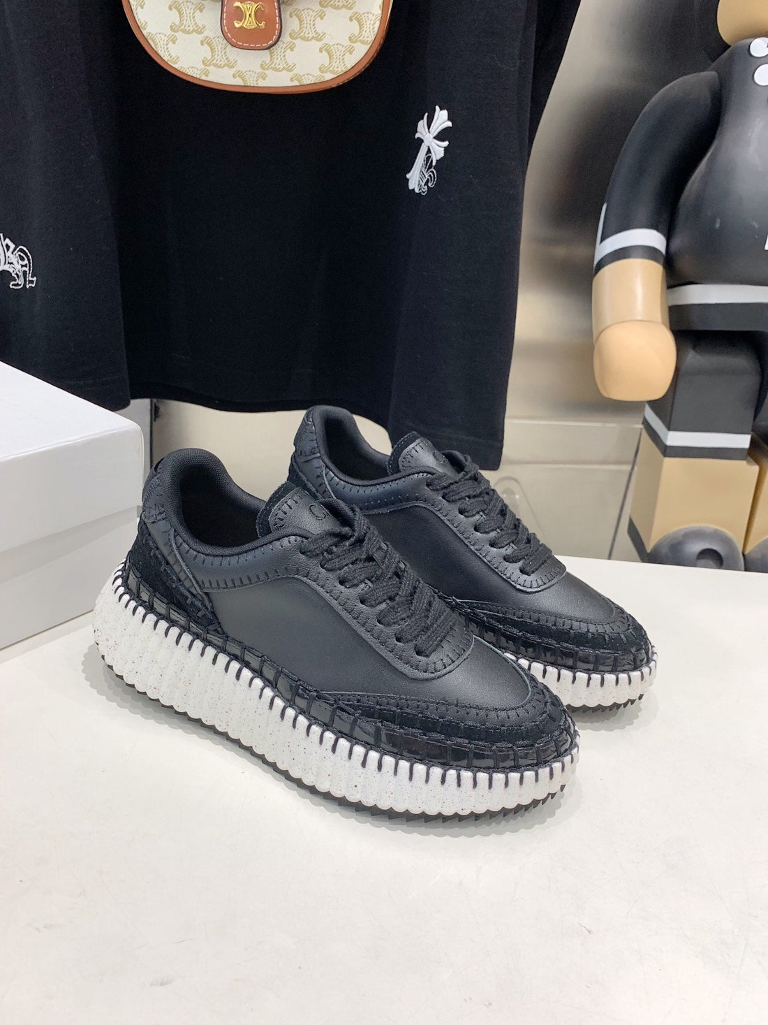 CHLOÃ‰ NAMA SNEAKER 5 CM IN BLACK CALFSKIN