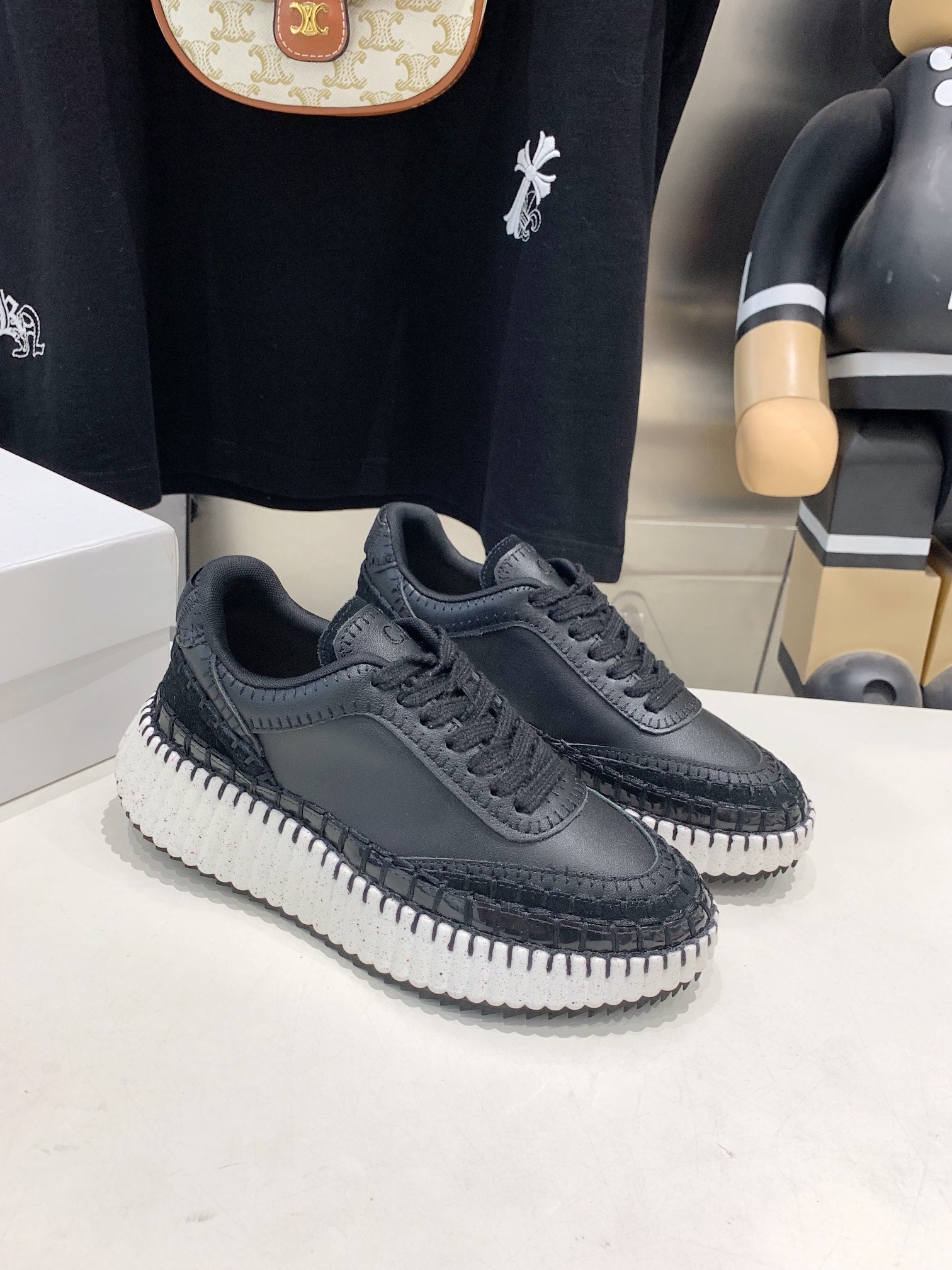 CHLOÃ‰ NAMA SNEAKER 5 CM IN BLACK CALFSKIN