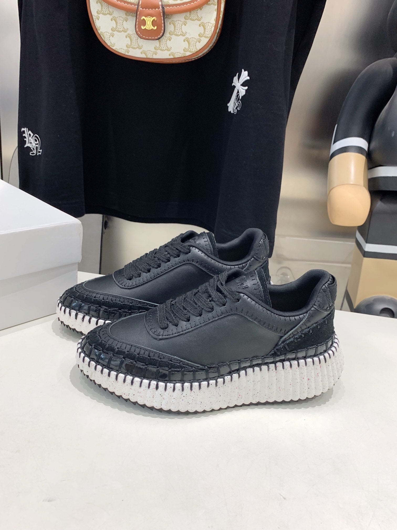 CHLOÃ‰ NAMA SNEAKER 5 CM IN BLACK CALFSKIN